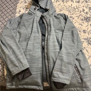 Free People Womens  Striped  BlueishGray Performance Jacket